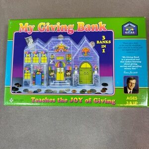 VTG MY GIVING BANK Larry Burkett Children 3 Sections Christian  1998 New